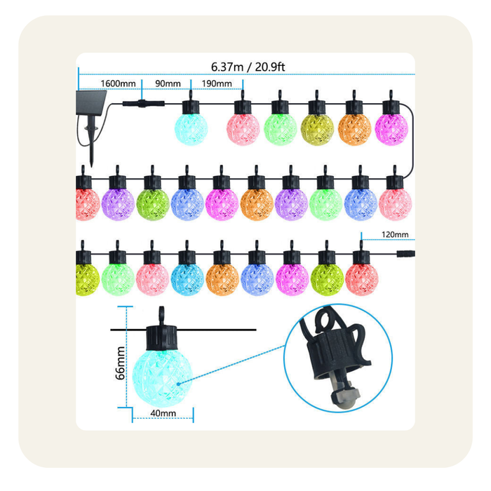 Solar Lichterkette RGB 4,5m mit 25 LED Leuchtmittel