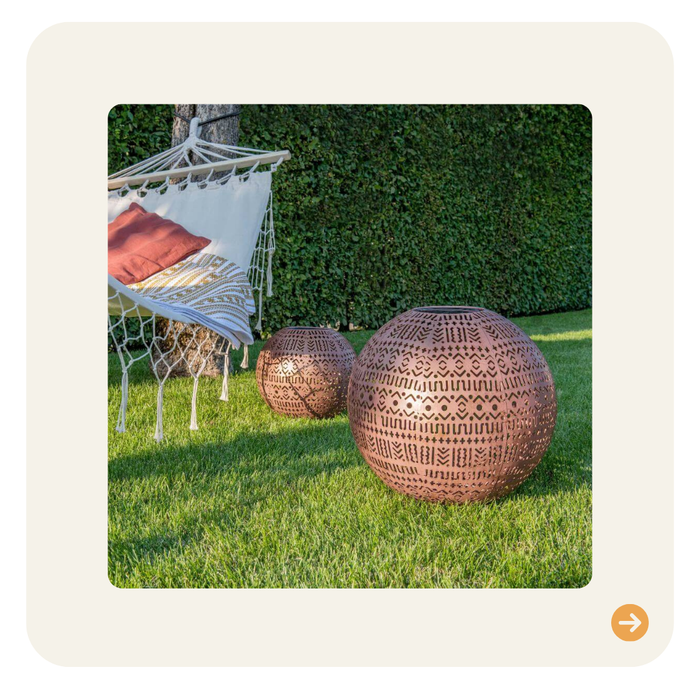 Solar Laterne Antic Ball Boho hellbraun 40cm