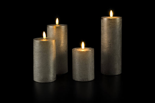 LED Kerzen Grau Echtwachs 4er-Set - Lichterketten Shop