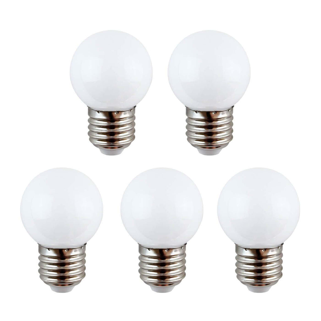LED Leuchtmittel Stück 0,8W E27 Shop 5 Kugelform Lichterketten G45 — Set weiss