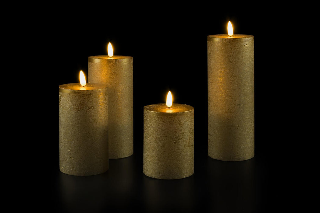 LED Kerzen Gold Echtwachs 4er-Set - Lichterketten Shop
