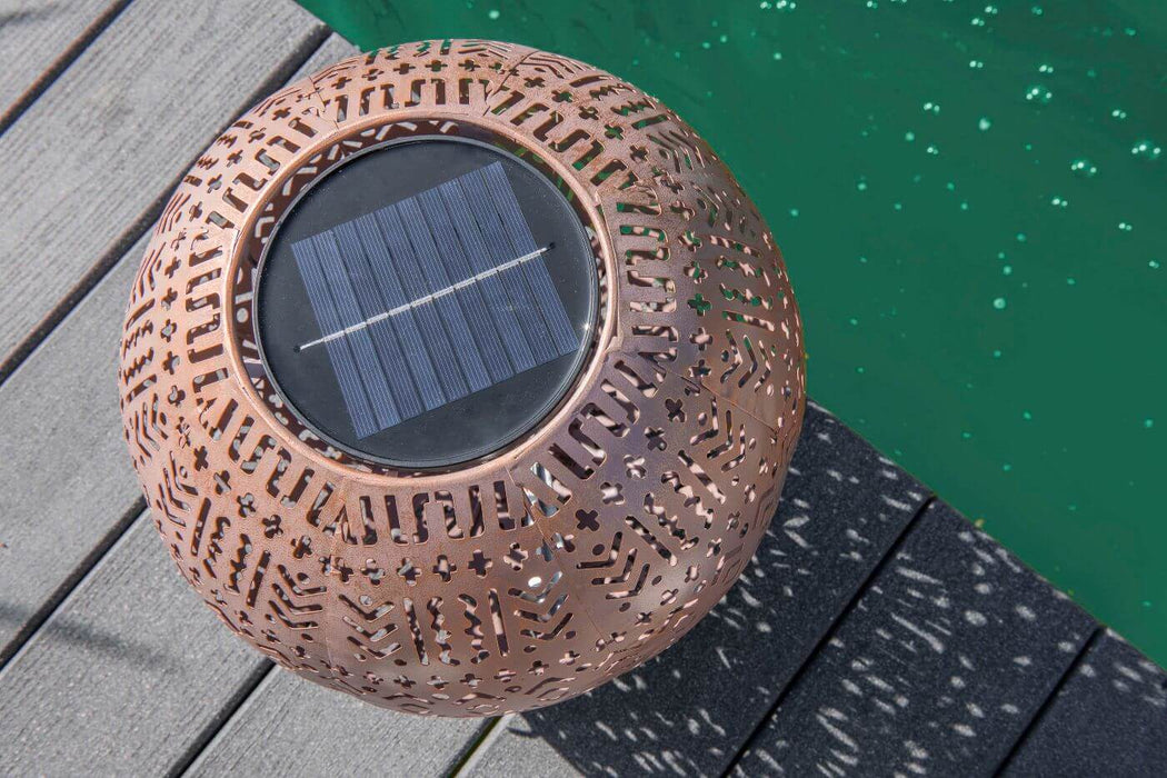 Solar Laterne Antic Ball Boho hellbraun 40cm